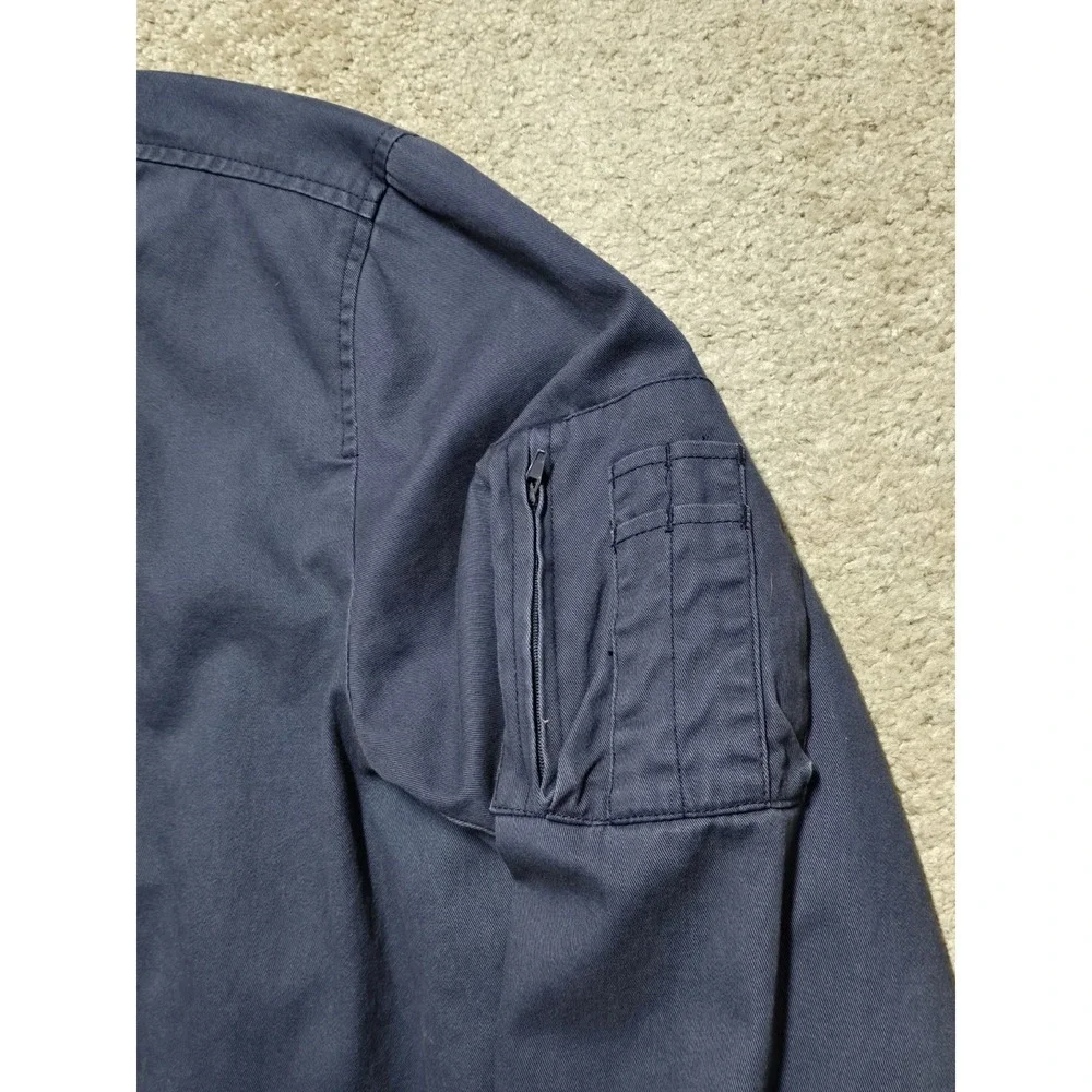 Bleecker & Broad Navy Canvas Bomber Jacket Mens XL Full Zip‎ Military